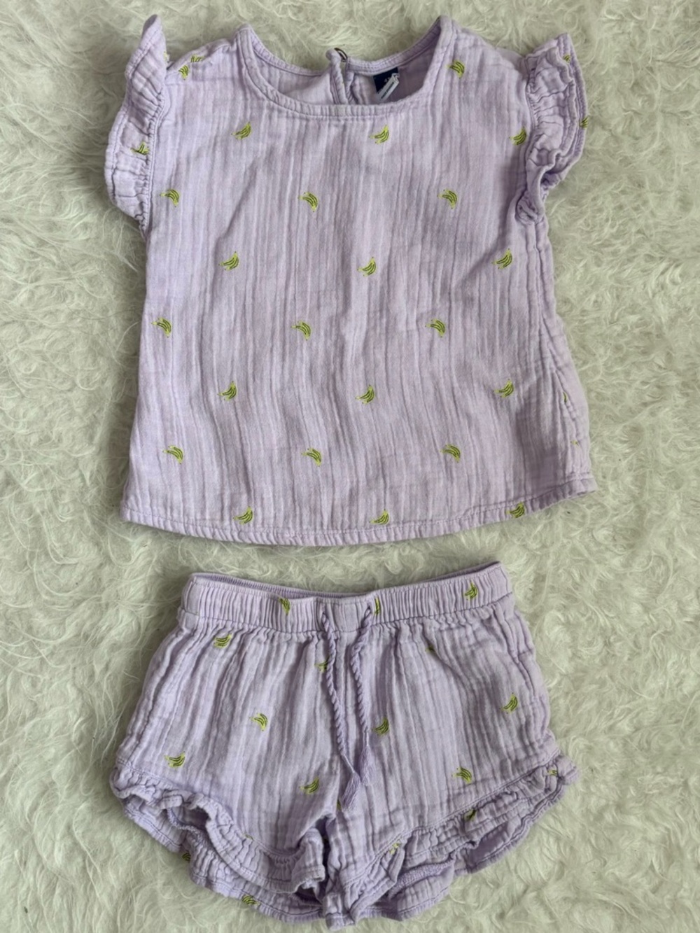Old Navy Girl’s Lavender Matching Ruffle Summer Set with Banana AOP